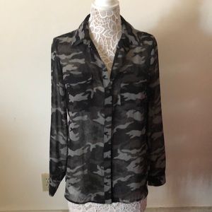Sheer army print blouse